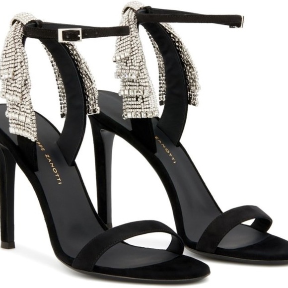 Giuseppe Zanotti Jamila Black Suede Crystal Bow Embellished Stiletto Sa… - Picture 7 of 16